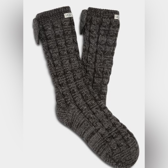 NWT Laila Bow Fleece Lined Sock charcoal silver w/ adorable bow. Shoe size 5-10 - Picture 5 of 16